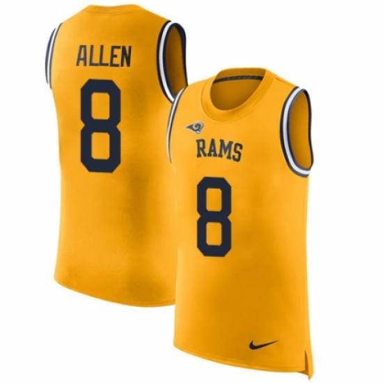 Men's Nike Los Angeles Rams 8 Brandon Allen Limited Gold Rush Player Name & Number Tank Top NFL Jersey