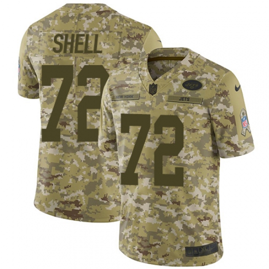 Youth Nike New York Jets 72 Brandon Shell Limited Camo 2018 Salute to Service NFL Jersey