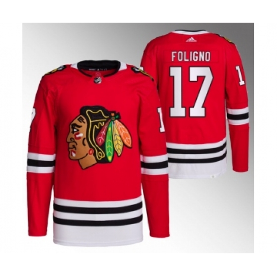 Men's Chicago Blackhawks 17 Nick Foligno Red Stitched Hockey Jersey