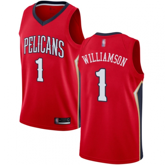 Women's Nike New Orleans Pelicans 1 Zion Williamson Red NBA Swingman Statement Edition Jersey