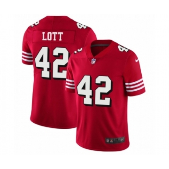 Men's San Francisco 49ers 42 Ronnie Lott Limited Red Rush Vapor Untouchable Football Jerseys