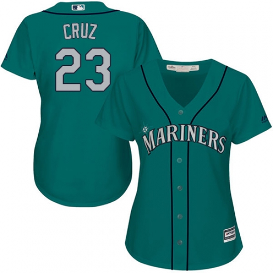 Women's Majestic Seattle Mariners 23 Nelson Cruz Authentic Teal Green Alternate Cool Base MLB Jersey