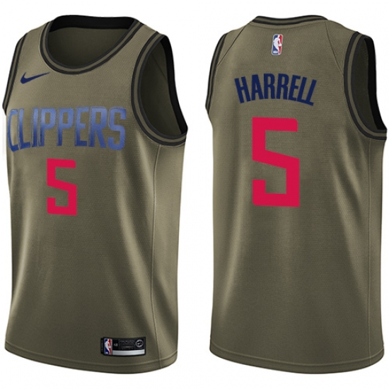 Men's Nike Los Angeles Clippers 5 Montrezl Harrell Swingman Green Salute to Service NBA Jersey