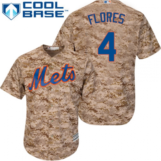 Men's Majestic New York Mets 4 Wilmer Flores Authentic Camo Alternate Cool Base MLB Jersey