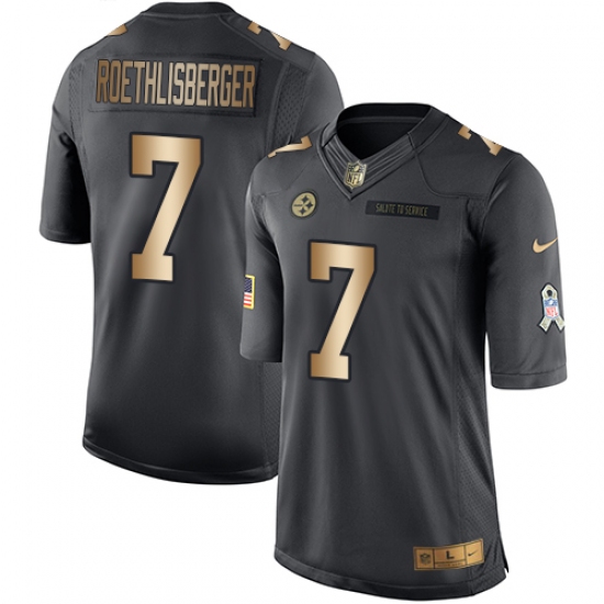 Men's Nike Pittsburgh Steelers 7 Ben Roethlisberger Limited Black/Gold Salute to Service NFL Jersey