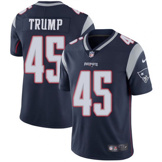 Men's Nike New England Patriots 45 Donald Trump Navy Blue Team Color Vapor Untouchable Limited Player NFL Jersey