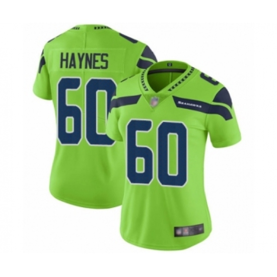 Women's Seattle Seahawks 60 Phil Haynes Limited Green Rush Vapor Untouchable Football Jersey