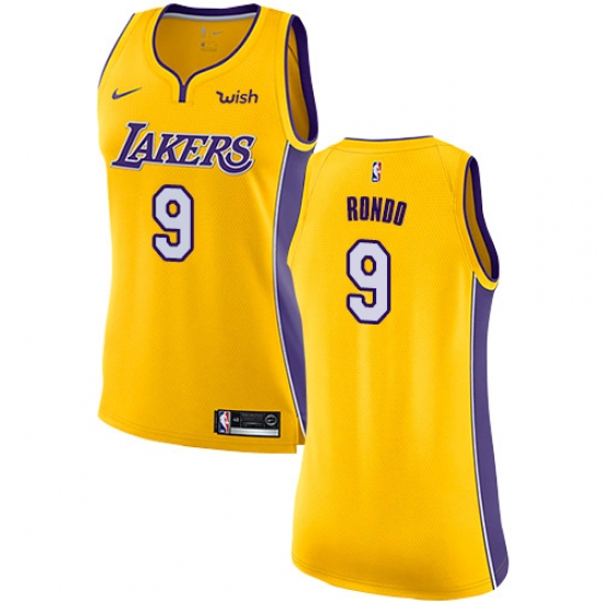 Women's Nike Los Angeles Lakers 9 Rajon Rondo Swingman Gold NBA Jersey - Icon Edition