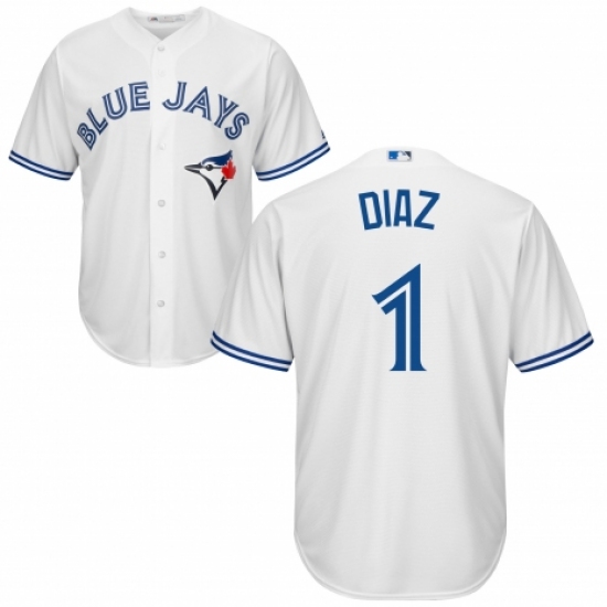 Men's Majestic Toronto Blue Jays 1 Aledmys Diaz Replica White Home MLB Jersey