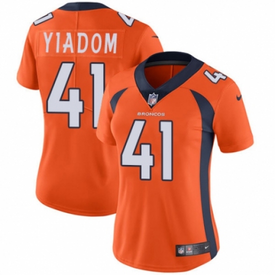 Women's Nike Denver Broncos 41 Isaac Yiadom Orange Team Color Vapor Untouchable Elite Player NFL Jersey