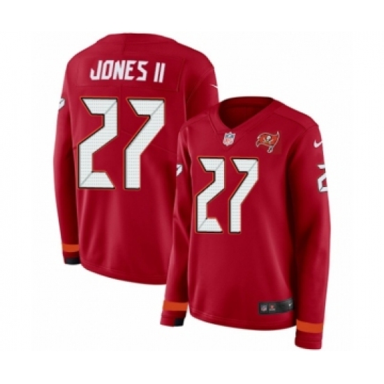 Women's Nike Tampa Bay Buccaneers 27 Ronald Jones II Limited Red Therma Long Sleeve NFL Jersey