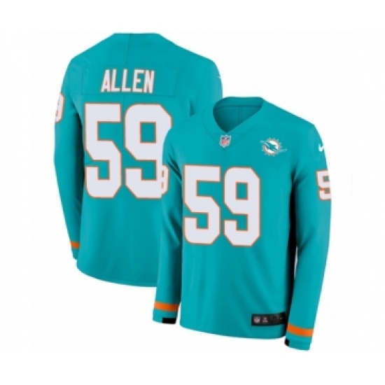Youth Nike Miami Dolphins 59 Chase Allen Limited Aqua Therma Long Sleeve NFL Jersey