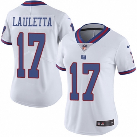 Women's Nike New York Giants 17 Kyle Lauletta Limited White Rush Vapor Untouchable NFL Jersey