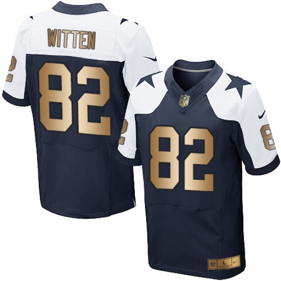 Men's Nike Dallas Cowboys 82 Jason Witten Elite Navy/Gold Throwback Alternate NFL Jersey