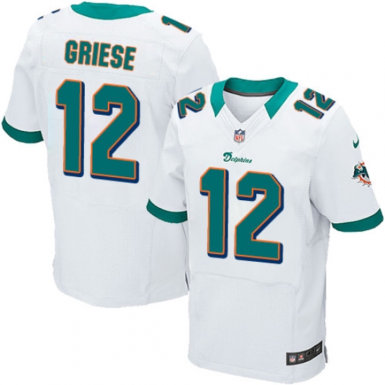 Men's Nike Miami Dolphins 12 Bob Griese Elite White NFL Jersey