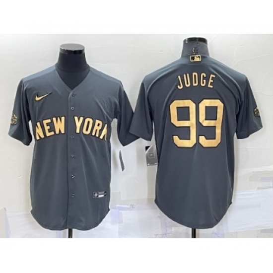 Men's New York Yankees 99 Aaron Judge Grey 2022 All Star Stitched Cool Base Nike Jersey