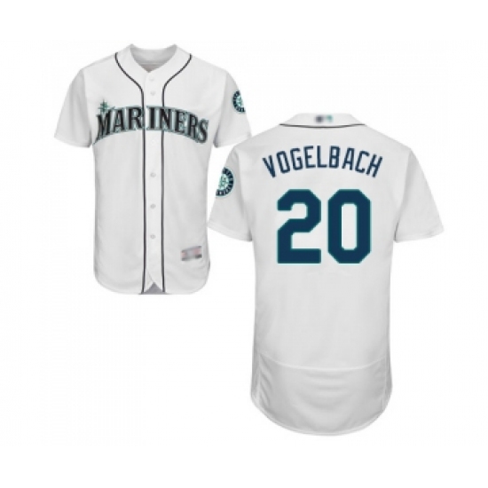 Men's Seattle Mariners 20 Dan Vogelbach White Home Flex Base Authentic Collection Baseball Jersey