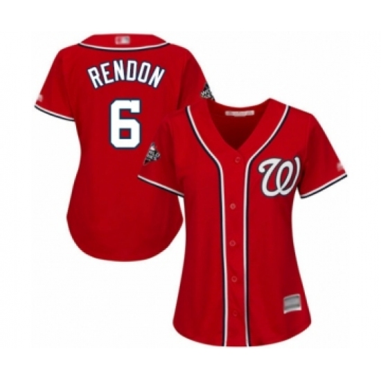 Women's Washington Nationals 6 Anthony Rendon Authentic Red Alternate 1 Cool Base 2019 World Series Bound Baseball Jersey