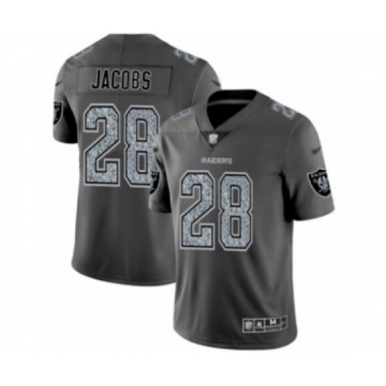 Men's Oakland Raiders 28 Josh Jacobs Gray Static Fashion Limited Football Jersey