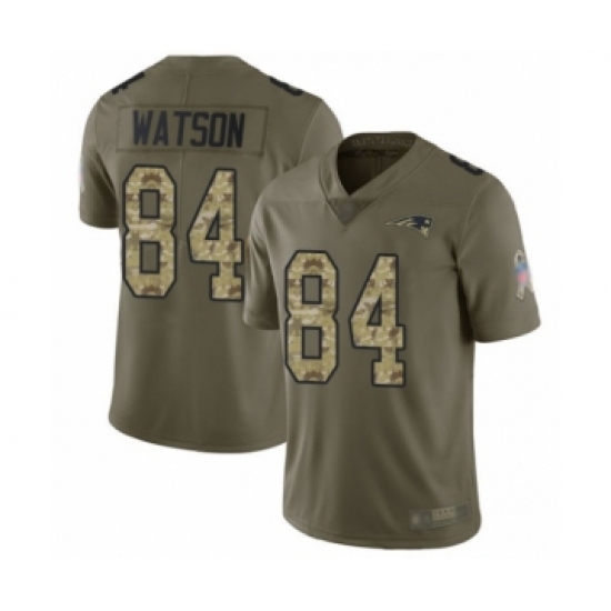 Men's New England Patriots 84 Benjamin Watson Limited Olive Camo 2017 Salute to Service Football Jersey