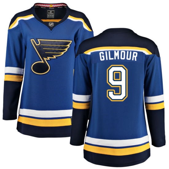 Women's St. Louis Blues 9 Doug Gilmour Fanatics Branded Royal Blue Home Breakaway NHL Jersey