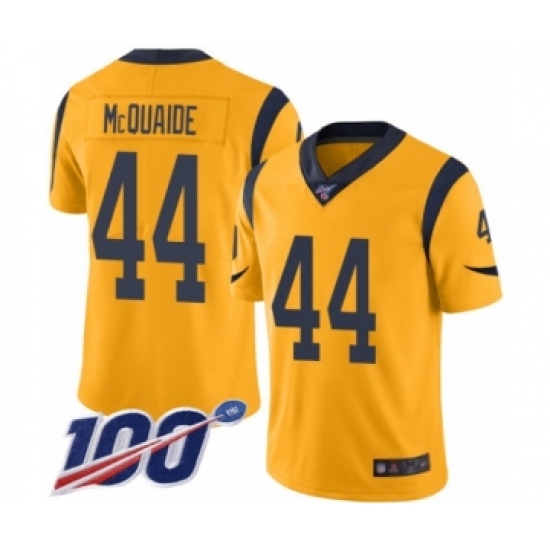 Men's Los Angeles Rams 44 Jacob McQuaide Limited Gold Rush Vapor Untouchable 100th Season Football Jersey