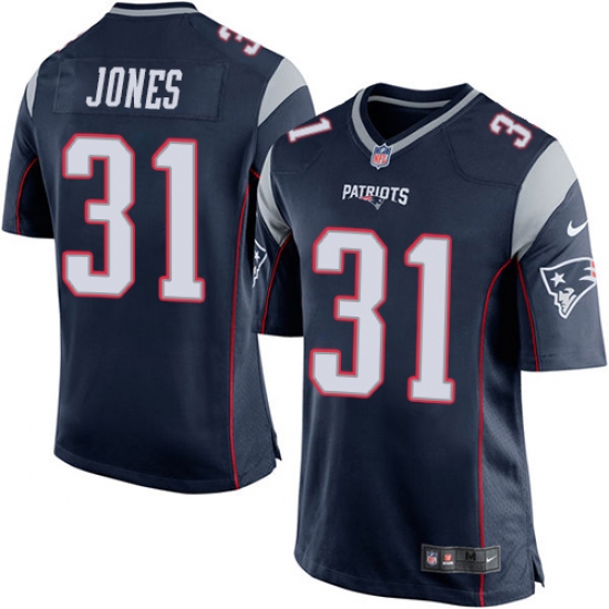Men's Nike New England Patriots 31 Jonathan Jones Game Navy Blue Team Color NFL Jersey
