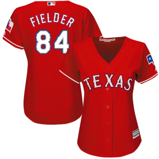 Women's Majestic Texas Rangers 84 Prince Fielder Replica Red Alternate Cool Base MLB Jersey