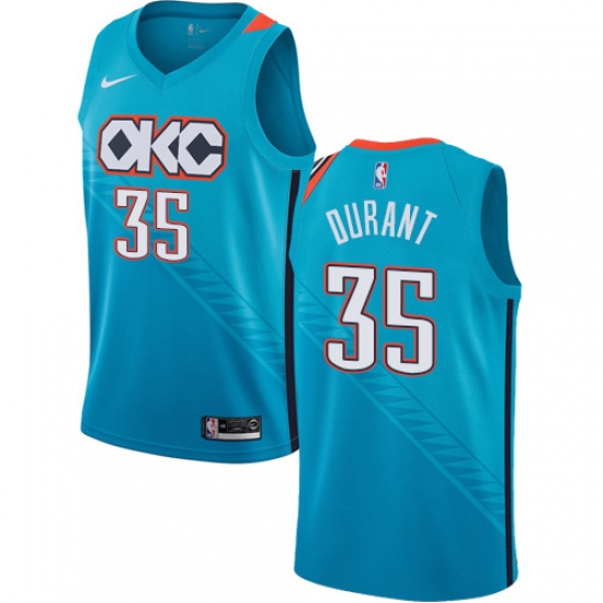 Youth Nike Oklahoma City Thunder 35 Kevin Durant Swingman Turquoise NBA Jersey - City Edition