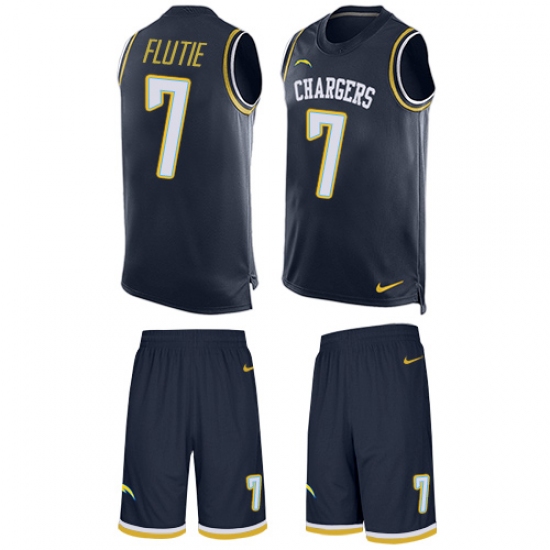Men's Nike Los Angeles Chargers 7 Doug Flutie Limited Navy Blue Tank Top Suit NFL Jersey