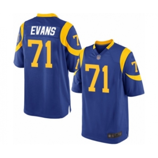 Men's Los Angeles Rams 71 Bobby Evans Game Royal Blue Alternate Football Jersey