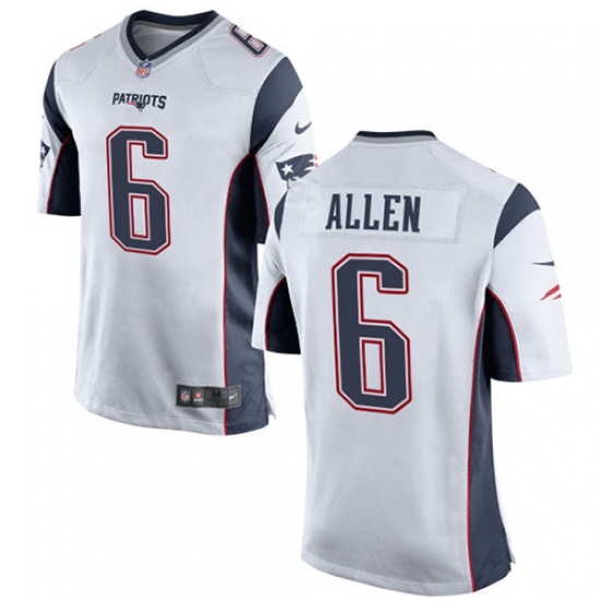 Men's Nike New England Patriots 6 Ryan Allen Game White NFL Jersey
