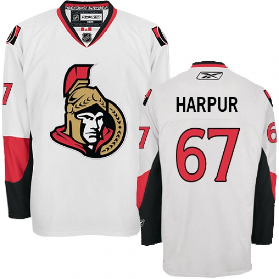 Men's Reebok Ottawa Senators 67 Ben Harpur Authentic White Away NHL Jersey