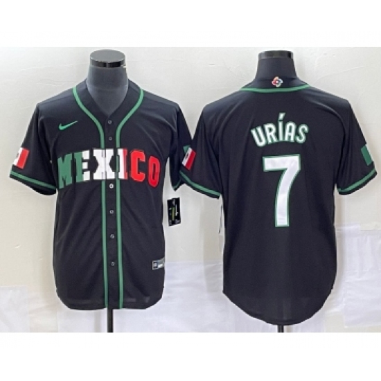 Men's Mexico Baseball 7 Julio Urias 2023 Black White World Classic Stitched Jersey