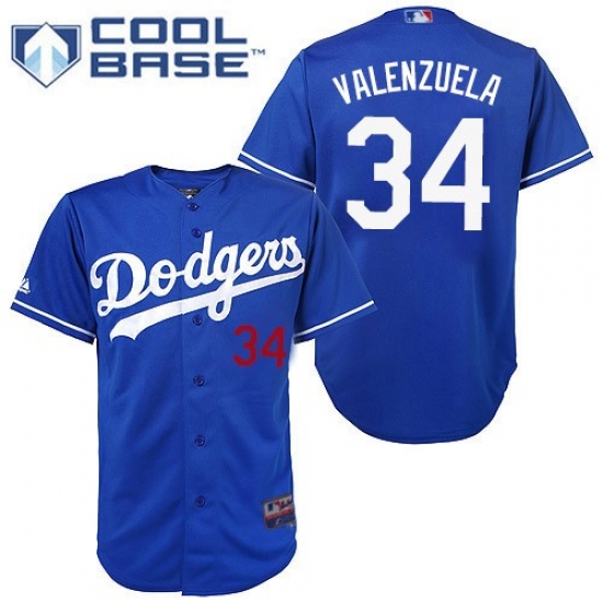 Men's Majestic Los Angeles Dodgers 34 Fernando Valenzuela Replica Royal Blue Cool Base MLB Jersey