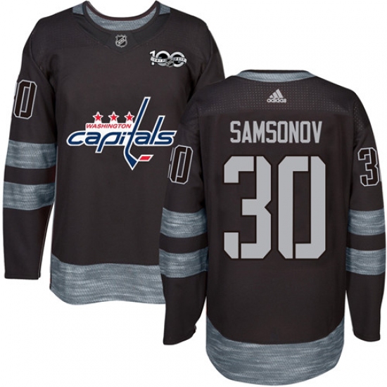 Men's Adidas Washington Capitals 30 Ilya Samsonov Authentic Black 1917-2017 100th Anniversary NHL Jersey