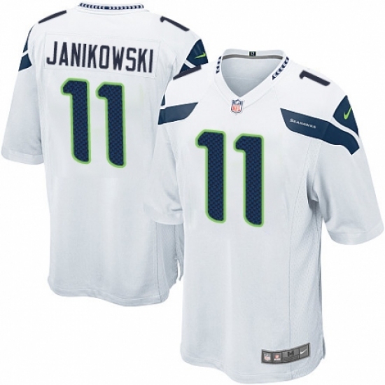 Men's Nike Seattle Seahawks 11 Sebastian Janikowski Game White NFL Jersey