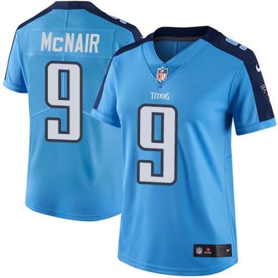 Women's Nike Tennessee Titans 9 Steve McNair Light Blue Team Color Vapor Untouchable Limited Player NFL Jersey
