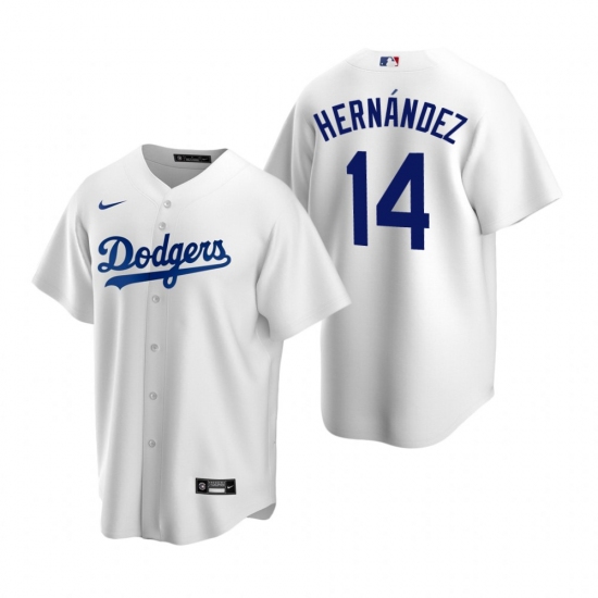 Men's Nike Los Angeles Dodgers 14 Enrique Hernandez White Home Stitched Baseball Jersey