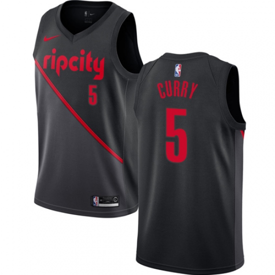 Youth Nike Portland Trail Blazers 5 Seth Curry Swingman Black NBA Jersey - 2018 19 City Edition