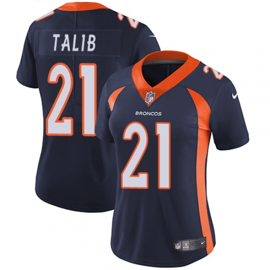 Women's Nike Denver Broncos 21 Aqib Talib Navy Blue Alternate Vapor Untouchable Limited Player NFL Jersey