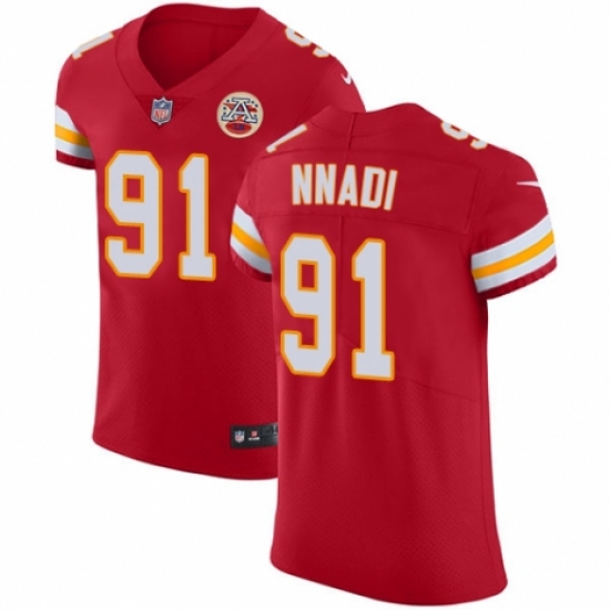 Men's Nike Kansas City Chiefs 91 Derrick Nnadi Red Team Color Vapor Untouchable Elite Player NFL Jersey