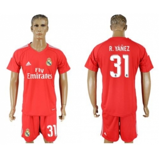 Real Madrid 31 R.Yanez Red Goalkeeper Soccer Club Jersey