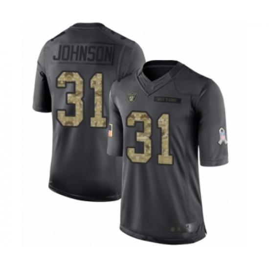 Youth Oakland Raiders 31 Isaiah Johnson Limited Black 2016 Salute to Service Football Jersey