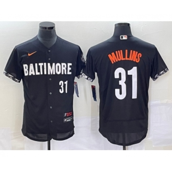 Men's Baltimore Orioles 31 Cedric Mullins Number Black 2023 City Connect Flex Base Stitched Jersey 1