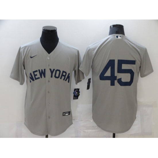 Men's New York Yankees 45 Gerrit Cole Gray Game 2021 Field of Dreams Jersey