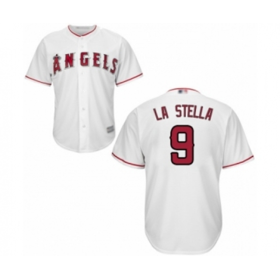 Youth Los Angeles Angels of Anaheim 9 Tommy La Stella Authentic White Home Cool Base Baseball Jersey