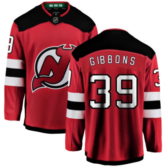 Men's New Jersey Devils 39 Brian Gibbons Fanatics Branded Red Home Breakaway NHL Jersey