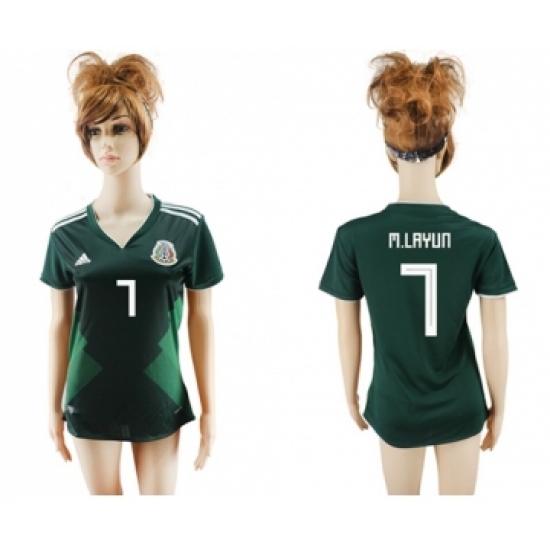 Women's Mexico 7 M.Layun Home Soccer Country Jersey