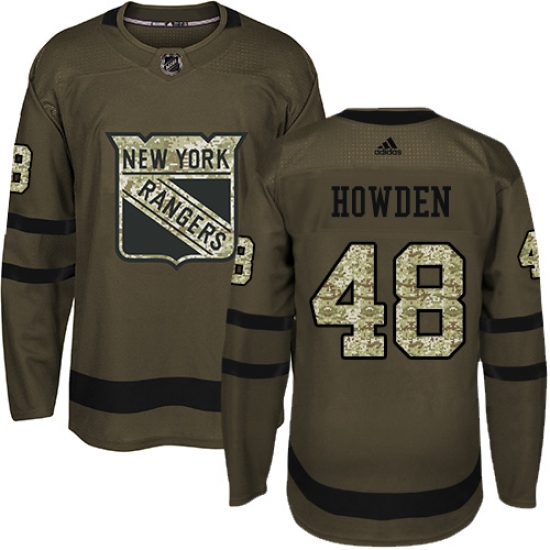 Men's Adidas New York Rangers 48 Brett Howden Authentic Green Salute to Service NHL Jersey